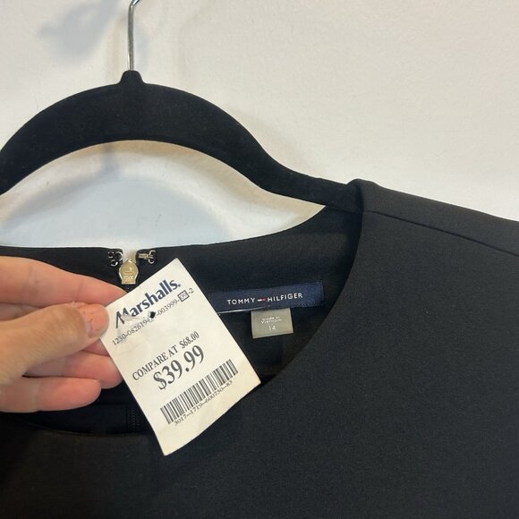 NEW Tommy Hilfiger Colorblock Asymmetric Sheath Dress Womens Sz 14 Purple Black - Picture 4 of 8